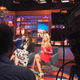 Tinsley and Amber Tamblyn on set during a commercial break.